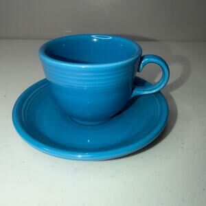 Fiestaware Peacock Tea Cup & Saucer Homer Laughlin Fiestaware Retired